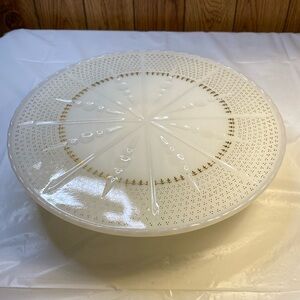 Vintage Anchor Hocking Pedestal Milk Glass Cake Plate